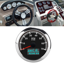 3-in-1 Marine Tachometer Gauge 9‑32V DC Waterproof, Black Dial