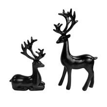 statue di renne nere in resina, decorazione da tavolo per Natale, camino, soggiorno, camera da letto, ufficio.