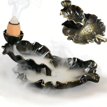 Brûleur d'encens à reflux en cascade – Ornement d'aromathérapie en métal, compatible avec les cônes d'encens standard