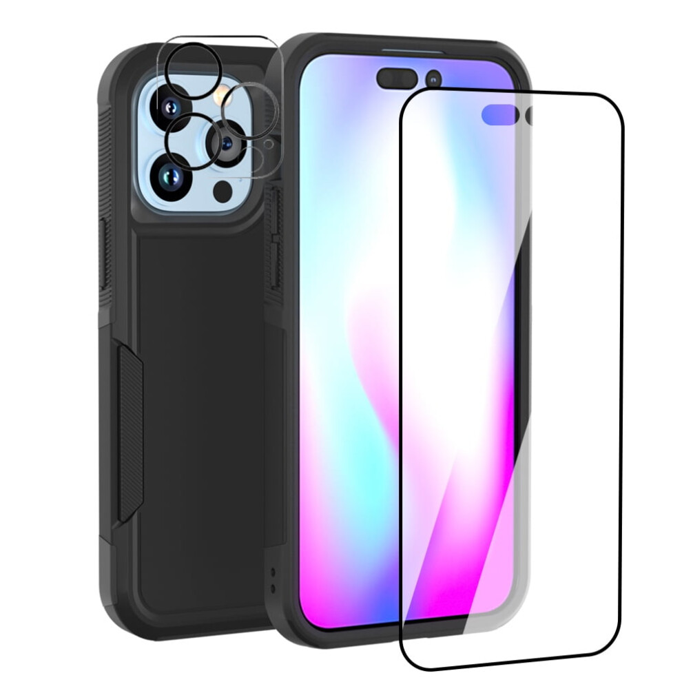 Iphone 14 Case With Screen & Camera Lens Protector, Shockproof Full Coverage Cover Â Compatible With Iphone 14 6.1" Black 9028731127637