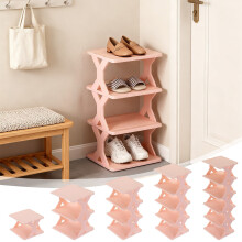 Verdikt en verbreed hoekschoenrek | Duurzame plastic organizer met latten voor mannen, vrouwen en kinderen | Compacte, geventileerde opbergruimte |