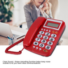 Telefon przewodowy Fyydes KX-2025ClD z wyświetlaczem LCD, czerwony