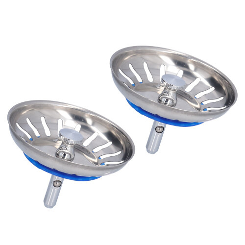 2Pcs Stainless Steel Sink Strainer Plug 80mm AntiClogging Kitchen Accessories