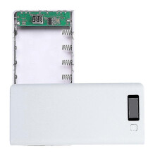 (White) Sturdy And Wearable 8x 18650 Batteries Diy Power -bank Box Holder For Case Dual Usb Charger With Led Light