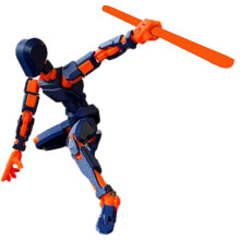 (Orange Blue) T13 Action Figure, Robot Action Figure, 3D Printed with Full Articulation, Desk Decoration