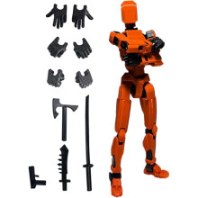 (Orange) T13 Action Figure, Robot Action Figure, 3D Printed with Full Articulation, Desk Decoration