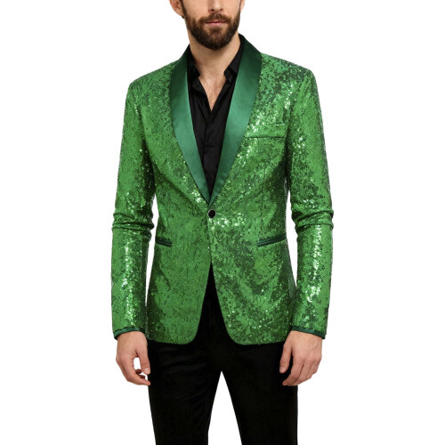 Giacca da uomo con paillettes, elegante, da sera, taglia M 1