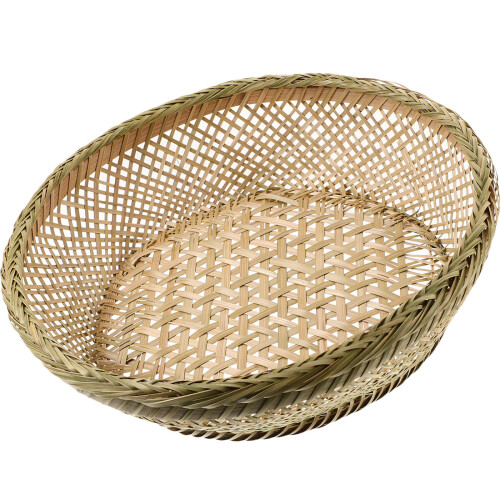 1Pc Green Bamboo Woven Fruit Basket Household Egg Storage Container 2