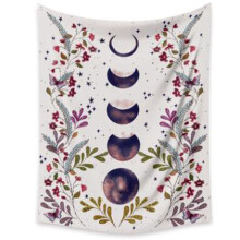 Moon Phase Wall Hanging - Moonlit Black with Vines and Flowers Wall Decor Floral Home Decor