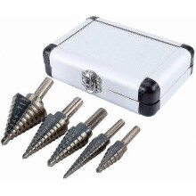 5pcs Large Metal Step Drill Bit Set Hss Multiple Hole 50 Sizes W/ Case