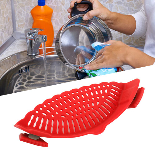 Clip-On Pot Strainer Silicone Red