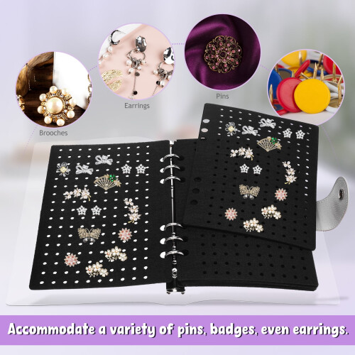 Black Felt Enamel Pin Display Book Portable Large Capacity 2
