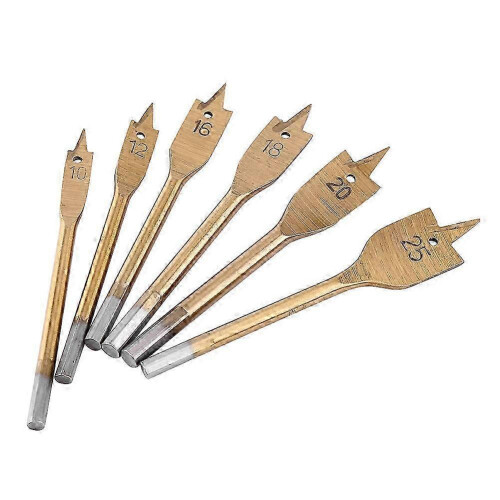 6pcs High carbon Steel Spade Paddle Bits WoodWorking Flat Drilling Boring Tools 10-25MM