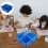 Blue Plastic Art Supply Organizer with Handle for Home Desk 6