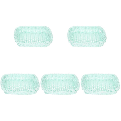 5Pcs Durable Light Green Wicker Woven Baskets Home Storage Organizers 1