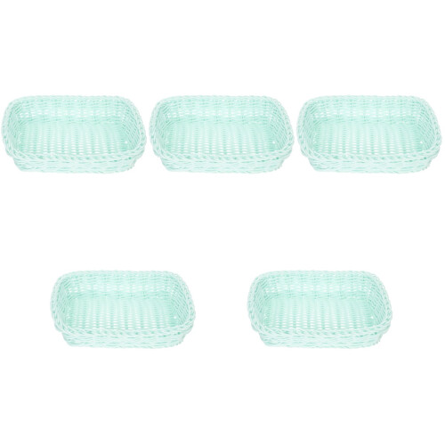 5Pcs Durable Light Green Wicker Woven Baskets Home Storage Organizers 2