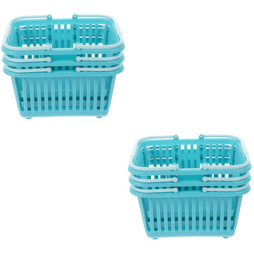 6 Pcs Plastic Bathroom Storage Baskets With Handles 2
