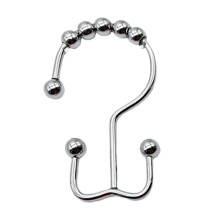 Stainless Steel Double Hook Smooth Mute Hanging Ring Five Bead Sliding Non Clamping Rod Curtain Hook Detachable Mountad Shower Curtain Ring