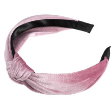 Velvet Knotted Headbands Hairband for Women Pink 1.2 Inch Wide 1 Pcs