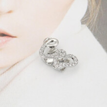 Grillz per denti a doppio cuore in rame stile punk per uomo e donna, con zirconi, in stile hip hop, con denti cavi a forma di cuore, gioielli per