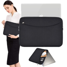 13-14" laptop-etui med frontlomme – Kompatibel med MacBook Air/Pro, HP, Dell, Lenovo, Acer – Sort