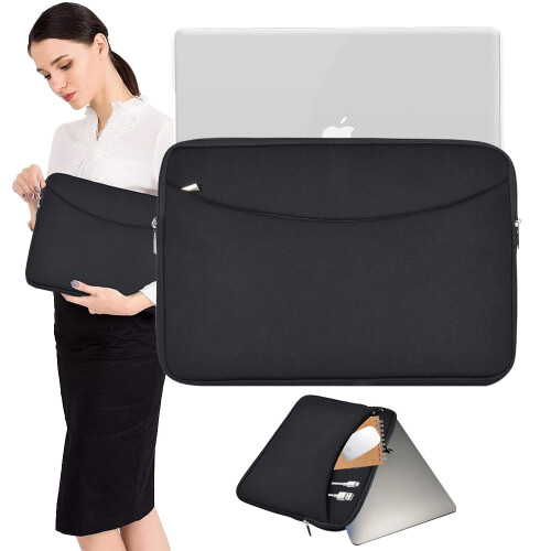 Capa para laptop de 13 a 14 polegadas com bolso frontal – Compatível com MacBook Air/Pro, HP, Dell, Lenovo, Acer – Preta