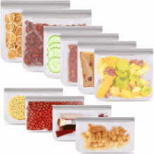 Reusable Silicone Bags (10-Pack) – Ziplock Food Storage for Veg, Meat, Cheese – Compatible with Standard Containers