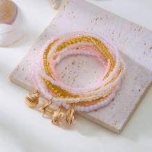 Boho Multi-layer Beaded Bracelet Set For Women Summer Sea Star Shell Turtle Beads Anklet Trendy Layered Beach Jewelry Gift
