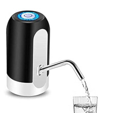 Elektrische Trinkwasserflaschenpumpe, tragbar, mit LED-Licht, USB-wiederaufladbar, für Zuhause und Büro (Schwarz)