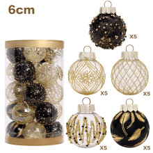 25PCS Shatterproof Christmas Ornaments Set, 2.36in Clear Plastic Baubles for Tree & Holiday Decor, Black