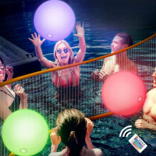 RGB Color Changing Floating Pool Light LED Glow Bath Toy Decorative Light For Night Swimming And Water Play With Remote Control (White)