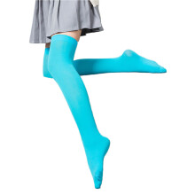 1 paio di calze da ragazza elastiche, traspiranti e leggere, stile giapponese, sopra il ginocchio, streetwear, blu lago