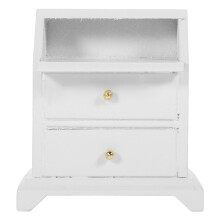 Bedside Table Doll Furniture Wooden Mini House Cabinet Dolls Decor Accessories Miniature Accessory White