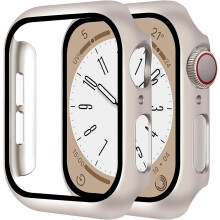 2er-Pack Uhrenhülle mit integriertem gehärtetem Glas, kompatibel mit Apple Watch Series 1–9 (38/40/41/42/44/45 mm), Schutzhülle aus robustem