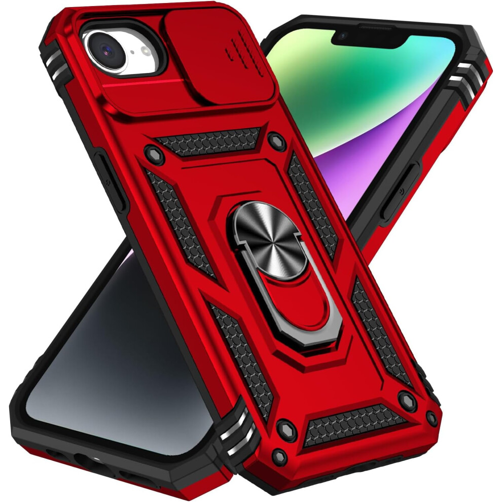 Compatible With Iphone 16E Back Case: Tpu Bumper + Metal Ring Stand, Military-Grade Shockproof Hybrid Protection 9028731140575