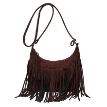 Borsa a tracolla da donna alla moda con nappine, stile vintage, borsa a mano con frange, ideale per attività all'aperto e per il lavoro.