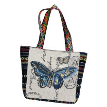 Borsa a tracolla ricamata da donna, borsa da viaggio casual da donna, borsa leggera di grande capacità per shopping, vacanze, lavoro, farfalla
