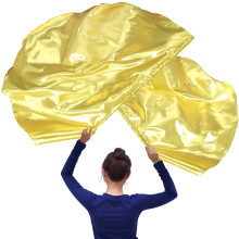 2 stuks halfronde aanbiddingsvlaggen, 136 cm (53,5 inch) lofdansvlaggen met uitschuifbare stokken, metallic goudkleurig, voor podium en kerk —