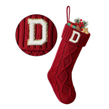 TETOU kerstkousen met initialen, 18 inch (ca. 45 cm) kerstkousen - Rood D