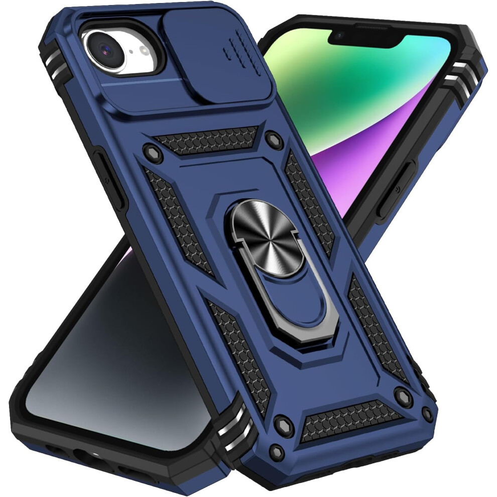 Compatible With Iphone 16E Back Case: Tpu Bumper + Metal Ring Stand, Military-Grade Shockproof Hybrid Protection 9028731143705
