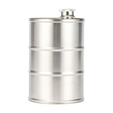 Carafe à vin cylindrique en forme de mini-tonneau, capacité 750 ml, en acier inoxydable.