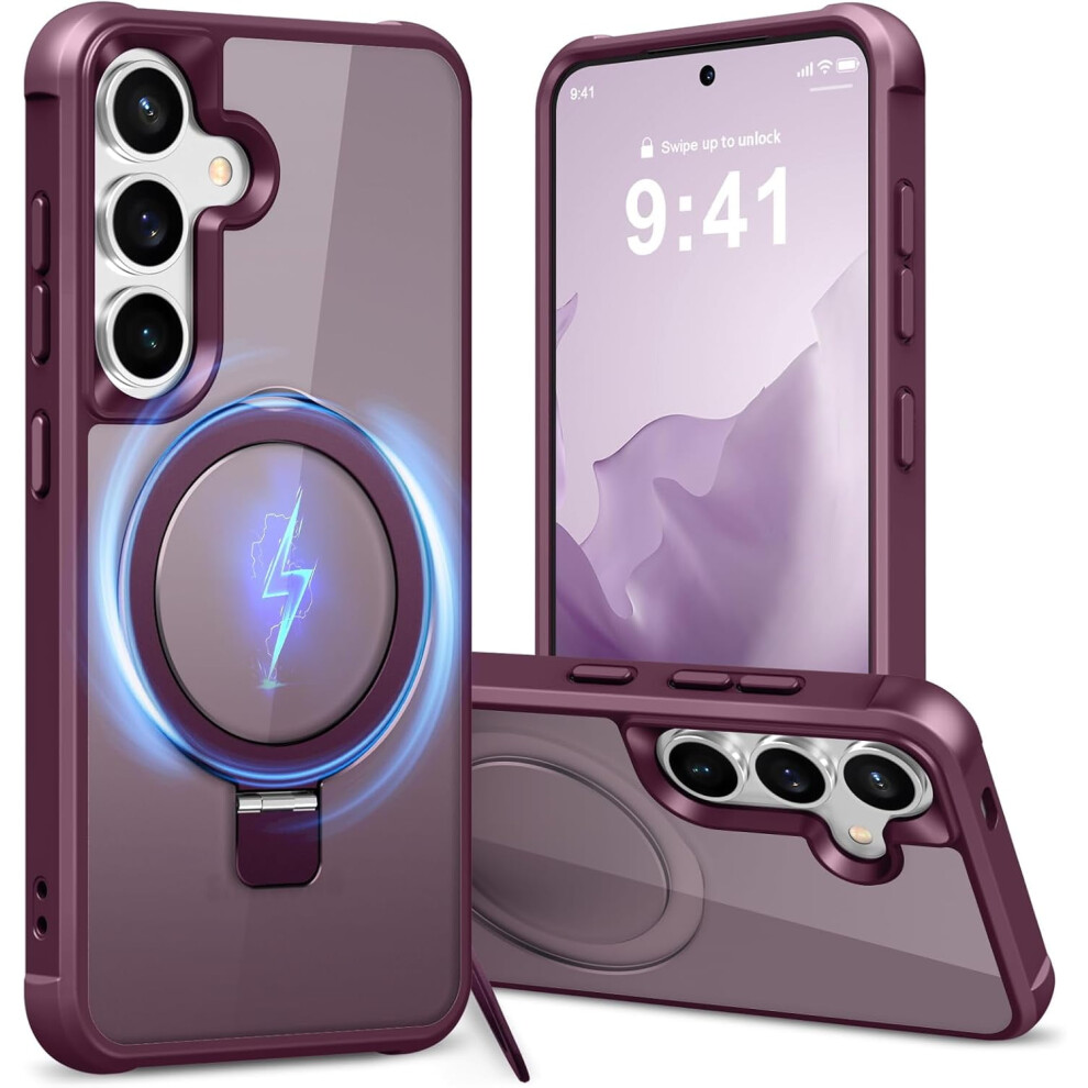 Samsung Galaxy S25 Case Â Magnetic Wireless Charging, Military-Grade Slim Shockproof Translucent Ring Stand Case 9028731144108
