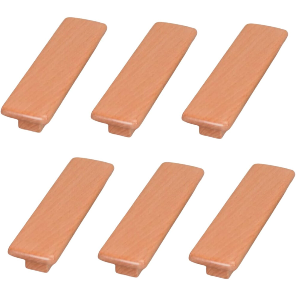 Cabinet Pulls 6Pcs Beech Wood Mahogany Wardrobe Handle Cabinet Door Cabinet Drawer Rectangular Handle 96Mm Wood Color 9028731144559