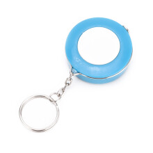 Blauer Mini Weichband-Messmaß Schlüsselanhänger, ausziehbarer Lineal für Nähen & Stoff