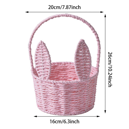 Cesta de papel con forma de conejo de Pascua con asa 1