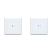 2X EU 1-Voudige 2-Weg Dubbele Aanraakschakelaar met Gehard Glazen Paneel, Trapschakelaar, Slaapkamersensorschakelaars, Geen Wifi Nodig, Wit