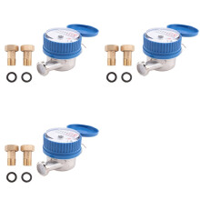 3X Einzelstrahl-Wasserzähler Messing-Wasserzähler Haus- und Gartengebrauch Durchflusswasserzähler