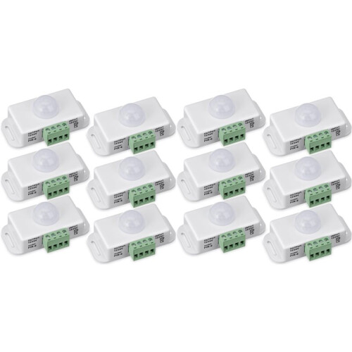 12 Pack 12V 24V PIR Sensor LED Motion Sensor Motion Detector Light  Body Infrared Sensing Motion Timing Function