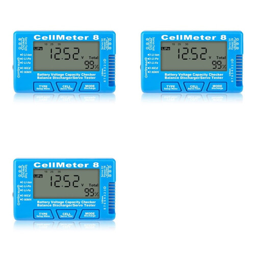 3X RC Cellmeter 8 Digital Battery Capacity Checker Controller Tester Voltage Tester for Li-Ion NiMH Nicd Cell Meter