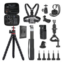 16-in-1 Action Camera Accessory Kit for / Action 5/4/ Tripod/Chest Mounts/Carrying Case/Cold Shoe